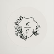 "Botanical Crest" - Wedding Favor Stickers in Ink by Kelly Watkins - Front