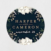 "Peonies & Berries" - Wedding Favor Stickers in Winter White by Susan Moyal - Front