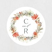 "New Blossoms" - Wedding Favor Stickers in Peach by Olivia Raufman - Front