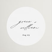"Delicate Script" - Wedding Favor Stickers in Cotton by Angela Thompson - Front