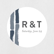 "Modern Brush" - Wedding Favor Stickers in Steel Blue by Lisa Guerrero - Front