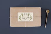 "Rustic Love" - Wedding Favor Stickers in Parchment by GeekInk Design - Front