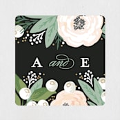 "Blooming Bouquet" - Wedding Favor Stickers in Charcoal by Alethea and Ruth - Front