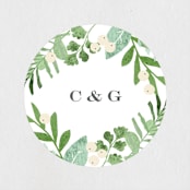 "Leafy ampersand" - Wedding Favor Stickers in Mint leaf by Jennifer Wick - Front
