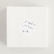 "Sketched Mountains" - Wedding Favor Stickers in Snow by Mere Paper - In use