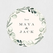 "Gentle Greens" - Wedding Favor Stickers in Fern by Petra Kern - Front