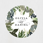 "Side Swept" - Wedding Favor Stickers in Navy by Susan Moyal - Front