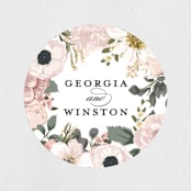 "Spring Botanicals" - Wedding Favor Stickers in Blush by Susan Moyal - Front