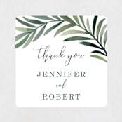 "Green leaf frame" - Wedding Favor Stickers in Limestone by Yaling Hou Suzuki - Front