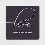 "Right Side" - Wedding Favor Stickers in Blackberry by Susan Brown - Front