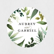"Mixed Greenery" - Wedding Favor Stickers in Emerald by Susan Moyal - Front