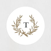 "laurel monogram" - Wedding Favor Stickers in Cotton by Stacey Meacham - Front