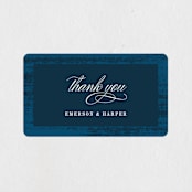 "Gold Leaf" - Wedding Favor Stickers in Indigo by Kelly Schmidt - Front