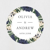 "Ophelia's Garden" - Wedding Favor Stickers in Bluebell by Oma N. Ramkhelawan - Front