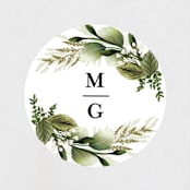 "Enchanted Greenery" - Wedding Favor Stickers in Frost by Susan Moyal - Front