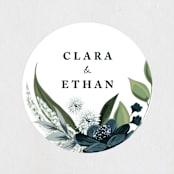 "Soft Greenery" - Wedding Favor Stickers in Twilight by Susan Moyal - Front