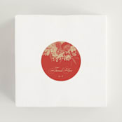 "Happiness" - Wedding Favor Stickers in Cherry by Shannon Chen of Four Wet Feet Studio - In use