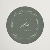 "Minimal Circle" - Wedding Favor Stickers in Moss by Kelly Schmidt - Front