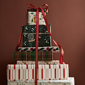 "Abstract Candy Cane" - Wrapping Paper Roll in Crimson by Kelsey Walker