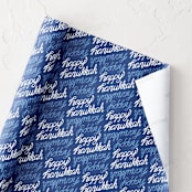 "Happy Hanukkah Calligraphy" - Wrapping Paper Roll in Cobalt by Julia Simons