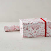 "Nutcracker Toile" - Wrapping Paper Roll in Garnet by Teju Reval
