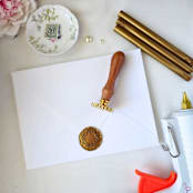 "Butterfly Wreath- 35mm Wax Seal Stamp" - Wax Seal Stamps in brass by Inkspiringletters
