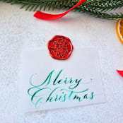 "Merry Christmas Vellum Tag with Wax Seal - Green & Red - Set of 10 Calligraphed Tags" - Holiday Gift Tags in green by Inkspiringletters
