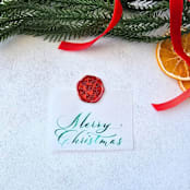 "Merry Christmas Vellum Tag with Wax Seal - Green & Red - Set of 10 Calligraphed Tags" - Holiday Gift Tags in green by Inkspiringletters