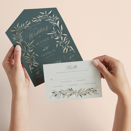 "Gilded" - Savvy Wedding Invitations in Slate by Leah Bisch - Animated View