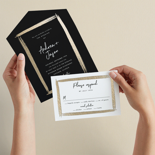 "Brushy frame" - Savvy Wedding Invitations in Midnight by Stacey Meacham - Animated View
