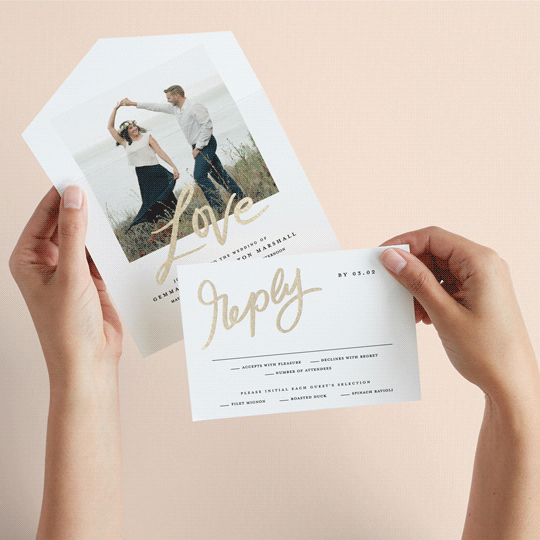 "Lovely Script" - Savvy Wedding Invitations in Cotton by Stacey Meacham - Animated View