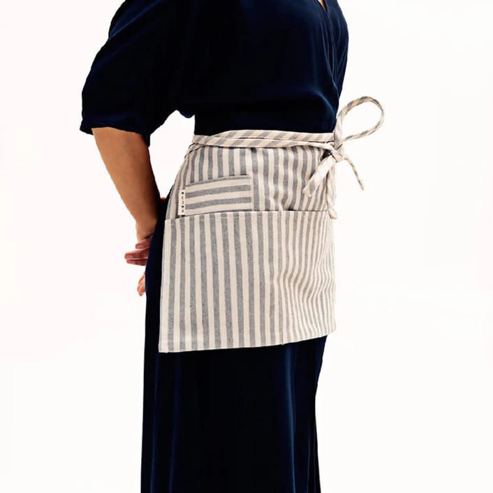 "Striped Waist Apron with Pockets" - Apron in gray by Powered By People