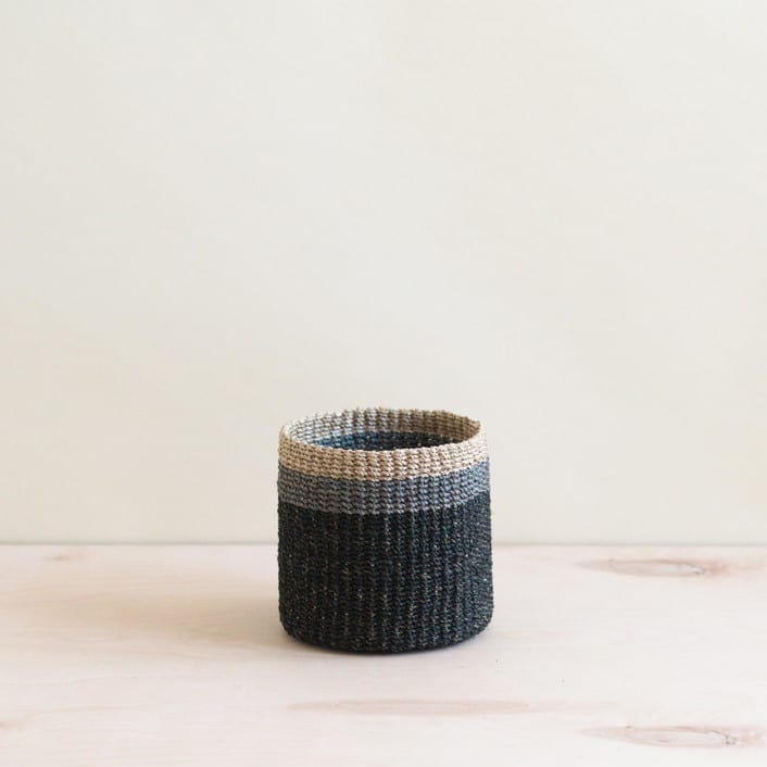 "Black Cylinder Tabletop Basket" - Decorative Baskets in black by LIKHA