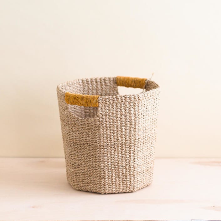 "Natural + Mustard Yellow Octagon Basket" - Decorative Baskets in yellow by LIKHA
