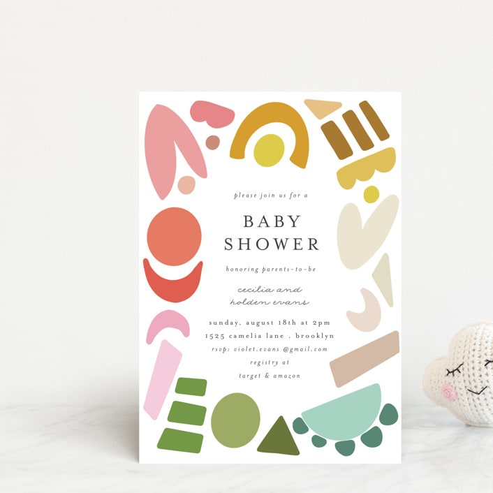"Rainbow Shapes" - Baby Shower Invitations in Rainbow by Morgan Kendall - Front