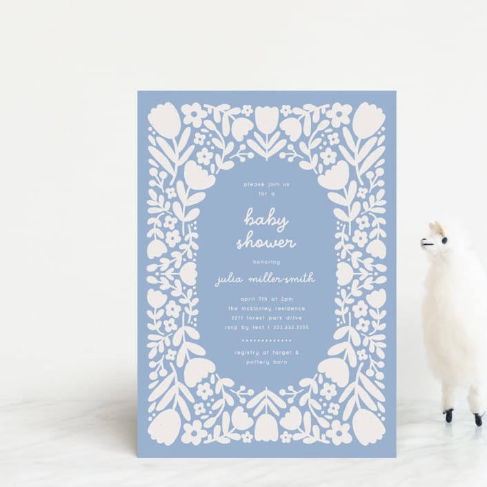"Tulips" - Baby Shower Invitations in Sky by Kelly Watkins - Front