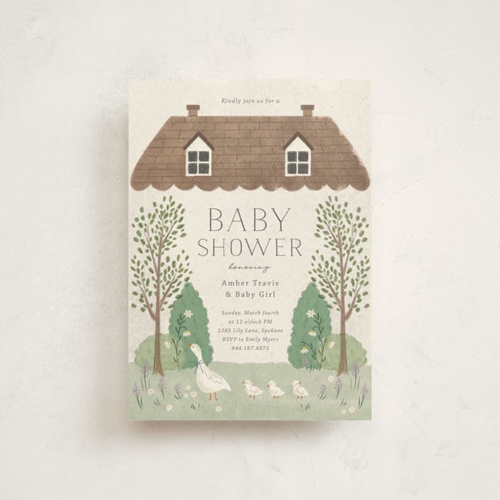 "Cottage Baby" - Baby Shower Invitations in Cream by Kiersten Garner - Front