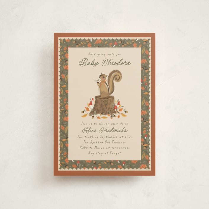 "Nuts for Baby" - Baby Shower Invitations in Pumpkin by Jackie Crawford - Front