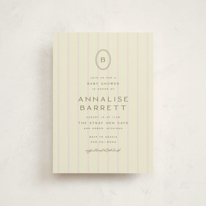 "stitched lines" - Baby Shower Invitations in Blush by Ellen Schlegelmilch - Front
