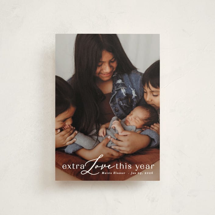 "New Year Baby" - Holiday Birth Announcement Cards in Cotton by Angela Thompson - Front
