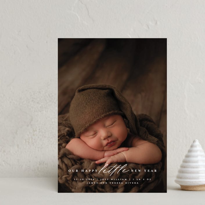 "Little Love" - Holiday Birth Announcement Cards in Snowflake by Charter Oaks Creative - Front