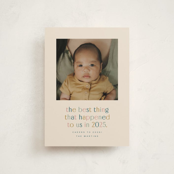 "the best thing" - Holiday Birth Announcement Cards in Teal by Ellen Schlegelmilch - Front