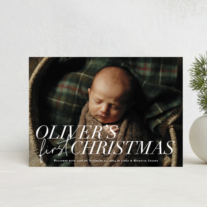 "1st Christmas" - Holiday Birth Announcement Cards in Snow by Jessie Steury - Front