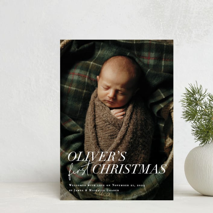 "1st Christmas" - Holiday Birth Announcement Cards in Snow by Jessie Steury - Front