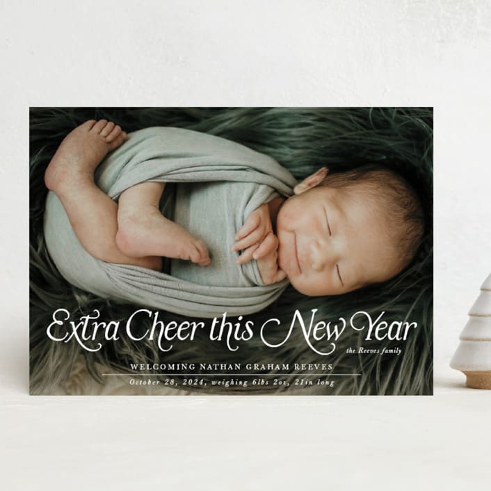 "Our Merry Little Christmas" - Holiday Birth Announcement Cards in Sugar by Jenna Holcomb - Front