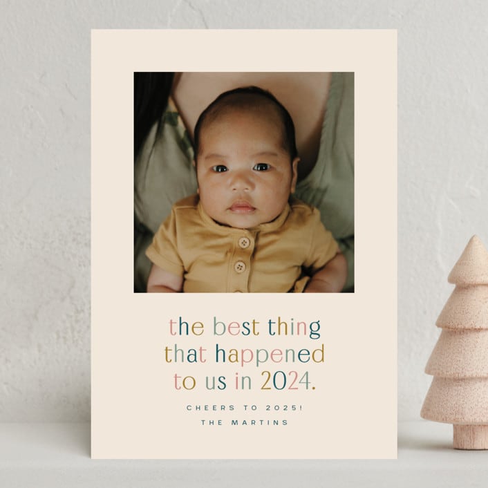 "the best thing" - Holiday Birth Announcement Cards in Teal by Ellen Schlegelmilch - Front
