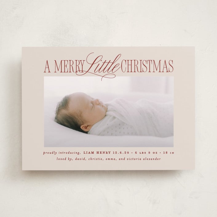 "Littlest Christmas" - Holiday Birth Announcement Cards in Cinnamon by Brooke Chandler - Front