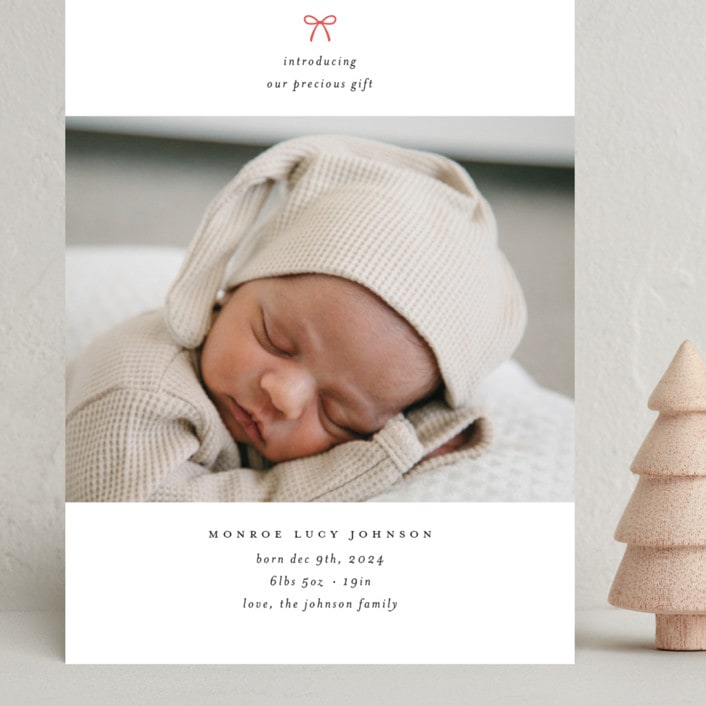 "our precious gift" - Holiday Birth Announcement Cards in Candy Cane by Carolyn Nicks - Front
