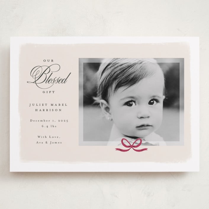 "Our Blessed Gift" - Holiday Birth Announcement Cards in Vanilla by Nicoletta Savod - Front