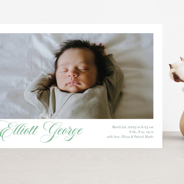 "Hollis" - Birth Announcements in Clover by Megan Davis - Front